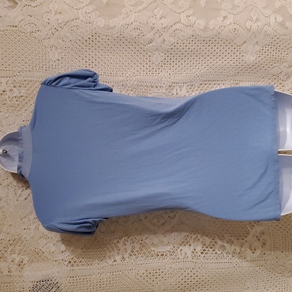 BCBGMaxAzria sz S blue top with cascade like neckline - Picture 5 of 8